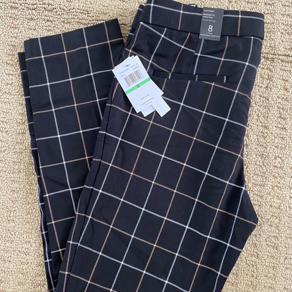 Ankle Pant - Black and Beige Windowpane